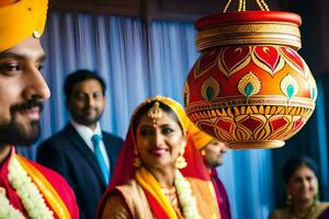 Indisch bruiloft in mumbai. ai-gegenereerd foto