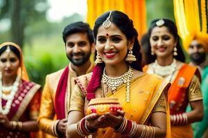 Indisch bruiloft in mumbai. ai-gegenereerd foto