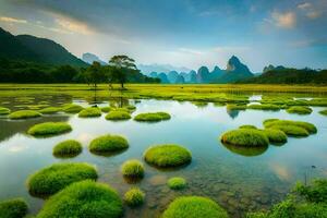 de li rivier- in China. ai-gegenereerd foto