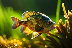 een vis zwemmen in de water. ai-gegenereerd foto