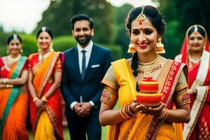 Indisch bruiloft in de uk. ai-gegenereerd foto
