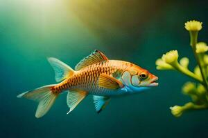 goudvis in de aquarium. ai-gegenereerd foto