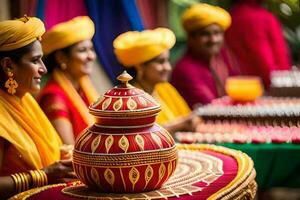 Indisch bruiloft ceremonie in mumbai. ai-gegenereerd foto