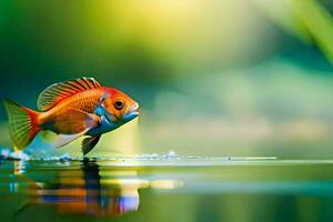 een vis is zwemmen in de water. ai-gegenereerd foto