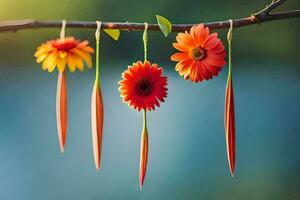 foto behang de lucht, bloemen, de zon, de bomen, de water, de bomen,. ai-gegenereerd