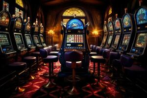 kleurrijk casino sleuf machine. genereren ai foto