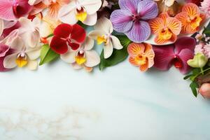 exotisch eetbaar bloem garnituren verbeteren schotel schoonheid achtergrond met leeg ruimte voor tekst foto