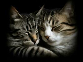 paar- van katten geknuffeld omhoog samen sharing een warm omhelzing ai generatief foto