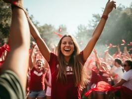 gelukkig vrouw vieren een mooi leven ai generatief foto