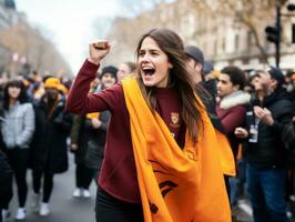 gelukkig vrouw vieren een mooi leven ai generatief foto