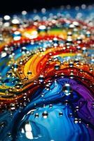 grafisch met water druppels en regenboog kleurrijk achtergrond foto