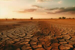 troosteloos droogte landbouw landschap water. genereren ai foto