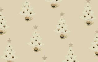 creatief patroon van Kerstmis boom gemaakt van stomen koffie met zilver ster Aan de top tegen room pastel achtergrond. winter vakantie concept. minimaal nieuw jaar achtergrond. modieus Kerstmis idee. foto