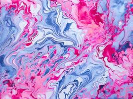 gemarmerd blauw en roze abstract achtergrond. vloeistof marmeren inkt patroon zuur wassen structuur kleurrijk foto