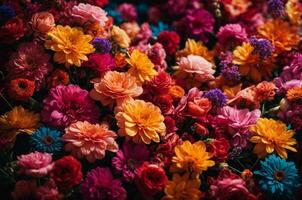 kleurrijk herfst chrysant bloemen net zo een achtergrond. ai generatief foto