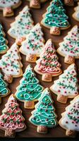 kleurrijk suiker koekjes vormig Leuk vinden Kerstmis bomen en rendier foto