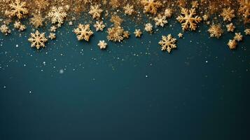 goud sneeuwvlokken met kopiëren ruimte foto
