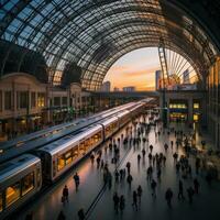 trein station bruisend historisch en een hub voor reizen foto