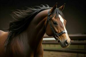 dichtbij omhoog paard Aan wazig achtergrond. ai generatief pro foto