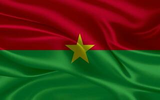 3d golvend realistisch zijde nationaal vlag van Burkina faso. gelukkig nationaal dag Burkina faso vlag achtergrond. dichtbij omhoog foto