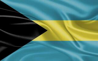 3d golvend realistisch zijde nationaal vlag van Bahamas. gelukkig nationaal dag Bahamas vlag achtergrond. dichtbij omhoog foto