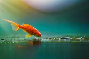foto behang de lucht, vis, water, licht, de zon, de vis, de water. ai-gegenereerd
