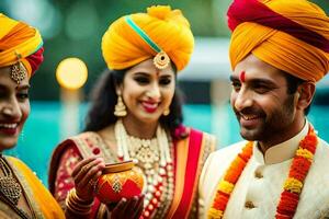 Indisch bruiloft in Delhi. ai-gegenereerd foto