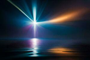 een helder licht schijnend over- water. ai-gegenereerd foto