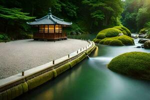 de Japans tuin in kyoto. ai-gegenereerd foto