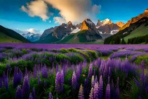 de bloemen van de Alpen, persoon, Zwitserland. ai-gegenereerd foto