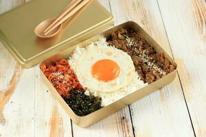 dosirak, Koreaans stijl Ingepakt maaltijd of Koreaans lunchbox. foto