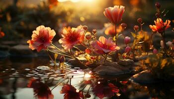 een levendig boeket van kleurrijk bloemen weerspiegelt de schoonheid van natuur gegenereerd door ai foto