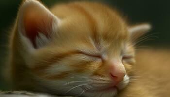 schattig katje slapen, vacht zachtheid, bakkebaarden, ogen gesloten, resting vredig gegenereerd door ai foto
