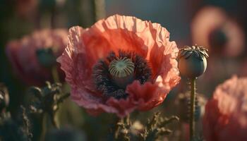 een levendig weide van wilde bloemen, natuur kleurrijk en delicaat meesterwerk gegenereerd door ai foto