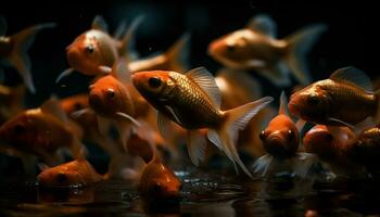 groep van kleurrijk vis zwemmen in een mooi onderwater- aquarium gegenereerd door ai foto