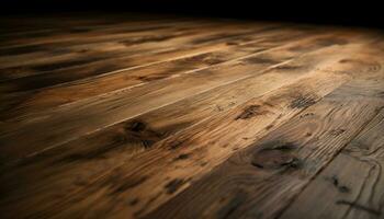 hout plank vloeren, oud en verweerd, creëert een rustiek backdrop gegenereerd door ai foto