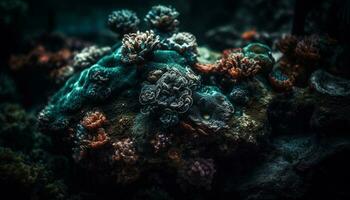 onderwater- rif, vis, koraal, zee leven, diep blauw water gegenereerd door ai foto