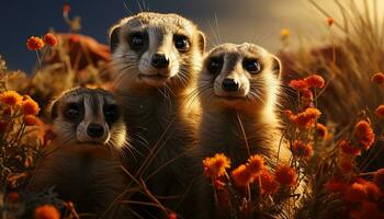 schattig klein zoogdier op zoek Bij camera in natuur mooi weide gegenereerd door ai foto