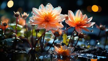 levendig wilde bloemen boeket weerspiegelt rustig weide, presentatie van natuur kleurrijk schoonheid gegenereerd door ai foto