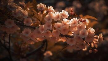 natuur schoonheid in dichtbij omhoog levendig kleuren, vers bloemen, en zonlicht gegenereerd door ai foto