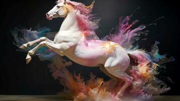 abstract paard met complex beweging en vaag kleur, generatief ai illustratie foto