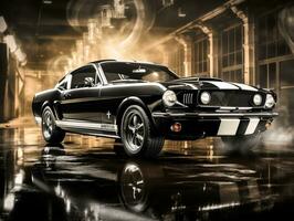 doorwaadbare plaats mustang tentoonstelling. generatief ai foto