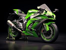 kawasaki Ninja zx-10r tentoonstelling. generatief ai foto