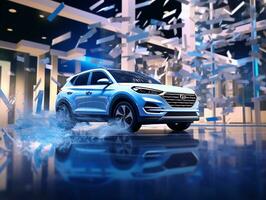 hyundai tucson tentoonstelling. generatief ai foto