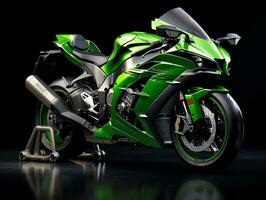 kawasaki Ninja zx-10r tentoonstelling. generatief ai foto