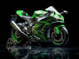 kawasaki Ninja zx-10r tentoonstelling. generatief ai foto