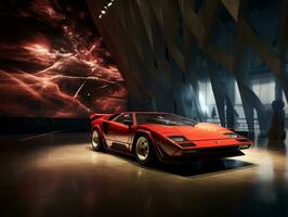 lamborghini countach tentoonstelling. generatief ai foto