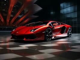 lamborghini aventador tentoonstelling. generatief ai foto