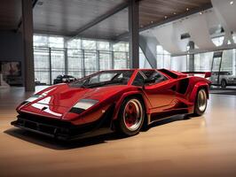 lamborghini countach tentoonstelling. generatief ai foto