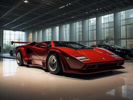 lamborghini countach tentoonstelling. generatief ai foto